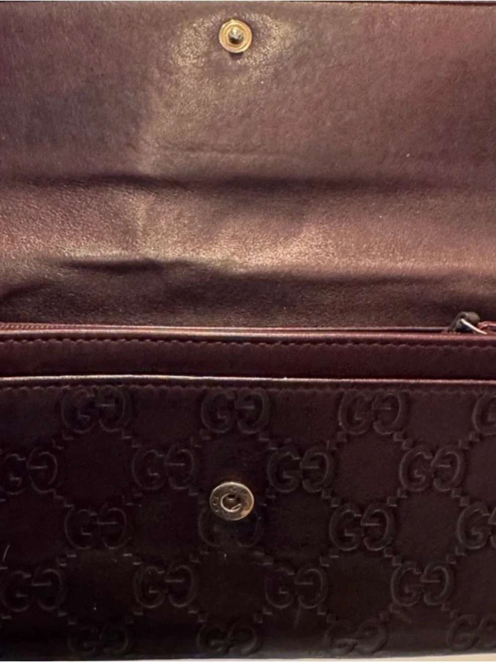 Gucci Dark Brown Embossed Leather Wallet